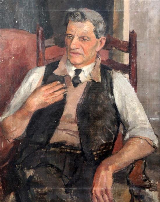 Roland Batchelor (1889-1990) Portrait of a seated man 19 x 15.5in.
